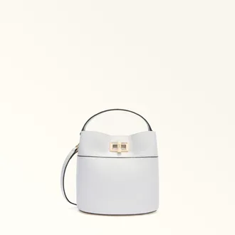 Furla Amelia Bucket Bag L Talco H White Grained Calf Leather Woman