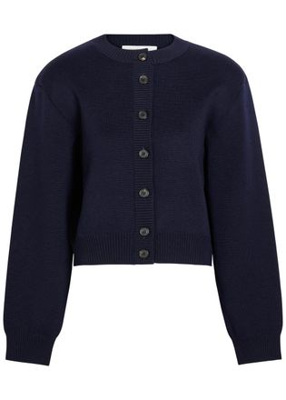 R&oacute;he Stretch-wool Cardigan - Navy - 34 (UK6 / XS)