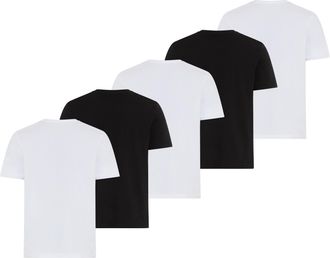 Man's World Rundhalsshirt MANS WORLD, Herren, Gr. 4XL (68/70), wei&szlig;, schwarz, Single Jersey, Obermaterial: 100% Baumwolle, unifarben, Basic, regular fit, Rundhals