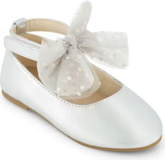 Jessica Simpson Kids Amy Tulle Mary Jane Ballet Flat in Silver at Nordstrom Rack, Size 10