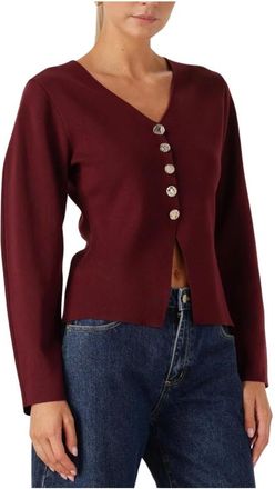 Y.A.S Bordeaux Gebreid Vest voor Vrouwen - Dames - Vesten - Rood - M - Truien & Vesten