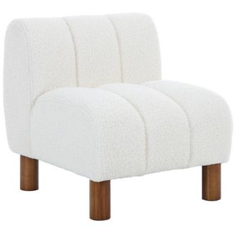 Sweeek Childrens armchair with rounded legs in rubberwood and boucle fabric, white 46x55x52.5 cm - Angel Kids