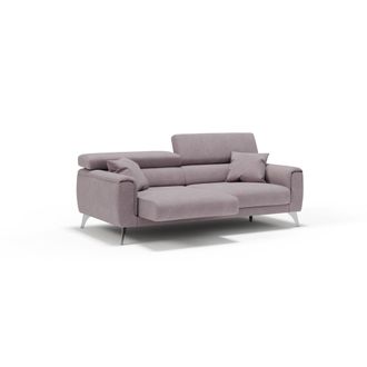 Divani.Store Caravaggio Sof&aacute; Con Asientos Deslizantes En Tela Suave E Impermeable 199 Cm Rosa
