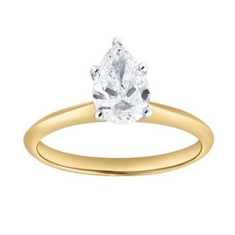 LuvMyJewelry Jana 14K Yellow Gold Pear Lab Grown Diamond Solitaire Engagement Ring - 1 Ct at Nordstrom, Size 7