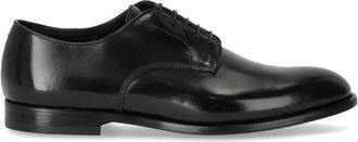Doucal's Zwart leren Derby Horse Lace Up - Heren - Nette schoenen - Zwart - 44 EU - Leer - Schoenen