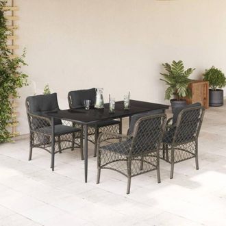 vidaXL Set Comedor De Jard&iacute;n 5 Piezas Con Cojines Rat&aacute;n Sint&eacute;tico Gris Vidaxl