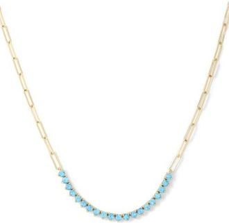 Melinda Maria Not Your Basic Lab-Created Opal Necklace in Gold-Blue Opal at Nordstrom