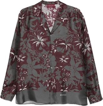 Gucci Floral-print Long-sleeve Shirt