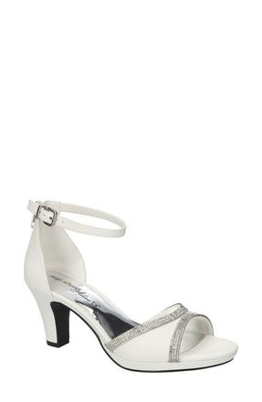 Easy Street Davina Ankle Strap Sandal in White Satin at Nordstrom, Size 6.5