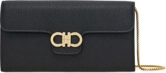 Ferragamo Gancini Portemonnee met Schouderriem - Dames - Portefeuilles - Zwart - ONE Size - Leer - Accessoires
