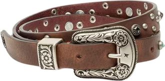 Golden Goose Black Slim Distressed Leather Belt