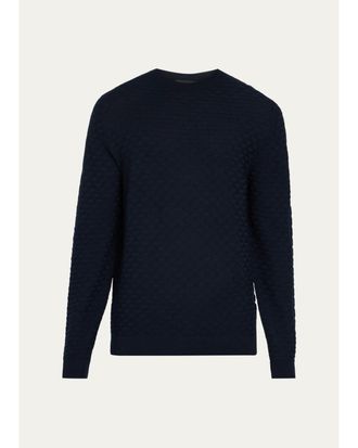 Giorgio Armani Geometric Textured Virgin Wool Crewneck Sweater