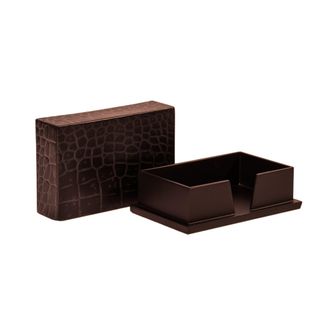 Posh Trading Company Chelsea Business Card Holder Vintage Croc in Brown