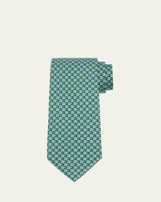 Ferragamo Mens Bullseye-Print Silk Tie