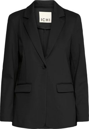 Ichi Zwarte Blazer Jas Lange Mouw - Dames - Blazers - Zwart - S - Leer - Jassen