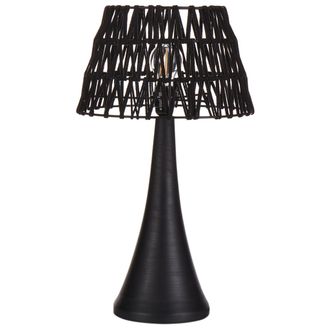 Beliani Beliani - L&aacute;mpara De Mesa Moderna Pantalla De Tela De Algod&oacute;n Una Luz Base De Madera De Mango Negro Pellejas
