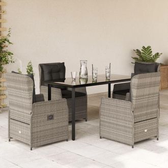 vidaXL Set Comedor De Jard&iacute;n 5 Pzas Cojines Rat&aacute;n Sint&eacute;tico Gris Claro Vidaxl