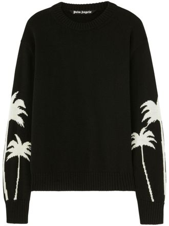 Palm Angels Gebreide trui met palmbomen - Zwart