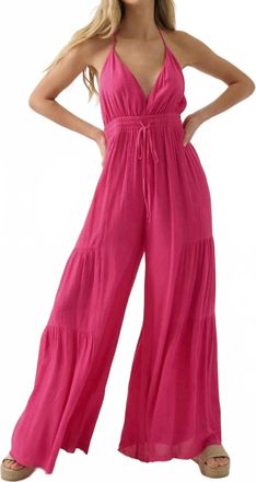 Promesa Callie Crepe Jumpsuit In Fuchsia