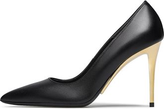 Loriblu Golden Metal Design Pumps met Hak - Dames - Pumps - Zwart - 41 EU - Leer - Schoenen