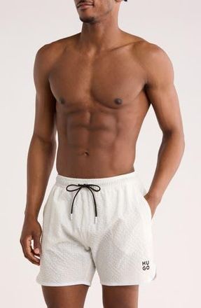 BOSS Chaffle Swim Trunks in White at Nordstrom Rack, Size Xx-Large