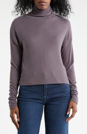 Renee C Cowl Neck Brushed Knit Crop Pullover in Dark Cement at Nordstrom Rack, Size X-Large