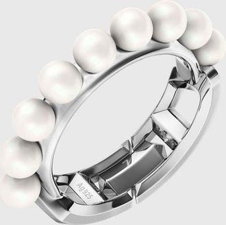 Diesel Sterling silver and pearl band ring - Rings - Unisex - Silver