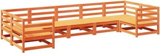 vidaXL Juego De Sof&aacute;s De Jard&iacute;n 7 Pzas Madera Maciza Pino Marr&oacute;n Cera Vidaxl