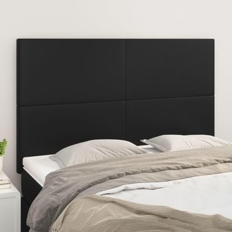 vidaXL Cabeceros 4 Unidades Cuero Sint&eacute;tico Negro 72x5x78/88 Cm Vidaxl