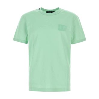 Dolce & Gabbana T-Shirts, male, Green, Size: XL Cotton T-shirt with Patch