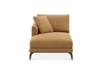 Castlery Lena Left Chaise Sofa Customized, (Washed Chenille) Caramel (Matte Black Legs), Machine Washable, Removable Covers for Sofas, Castlery