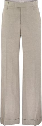 Brunello Cucinelli Losse- uitlopende broek - Dames - Wijde Broeken - Grijs - L - Linnen - Broeken