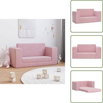 vidaXL Divano letto 2 posti - vidaXL Divano Letto per Bambini a 2 Posti Rosa in Morbido Peluche - Poltrona per bambini
