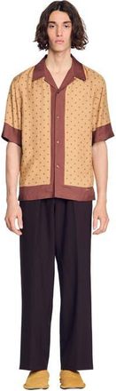 Sandro Micro cross motif shirt in Camel at Nordstrom, Size Xx-Large
