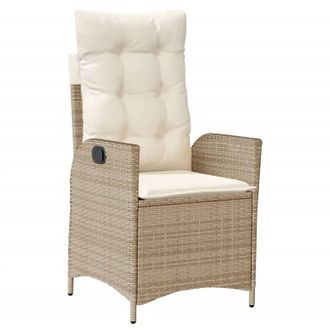 vidaXL Vidaxl - Silla De Jard&iacute;n Reclinable Con Cojines Rat&aacute;n Sint&eacute;tico Beige