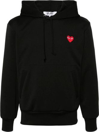 Comme Des Gar&ccedil;ons Hoodies, female, Black, Size: XS Signature Heart Patch Hoodie