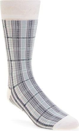 Thom Browne Plaid Jacquard Cotton Blend Socks in White at Nordstrom