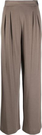 Fabiana Filippi pleated wool trousers - women - Wool/Polyester/Elastane - 42 - Brown