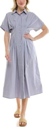 Nicole Miller Pintuck Waist Midi Shirtdress in Blue /Mint at Nordstrom Rack, Size 10