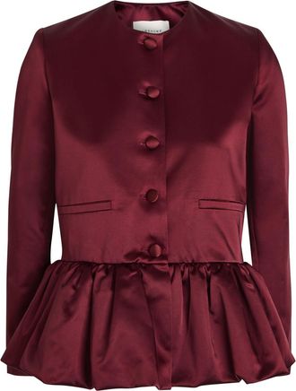Liberowe Peplum Satin Jacket - Burgundy - S (UK8-10 / S)