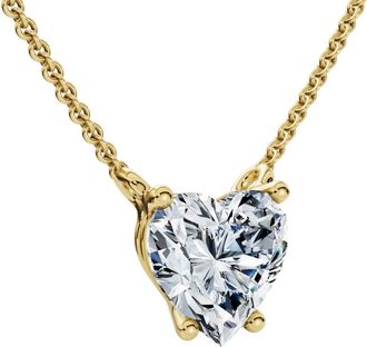Pompeii3 1Ct Heart Shape Diamond Solitaire Diamond Pendant 14k Gold Necklace Lab Grown