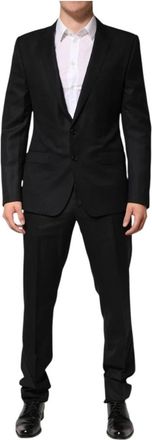 Dolce & Gabbana Kostuums, Heren, Zwart, M, Wol, Zwart Jacquard 2-delig Pak