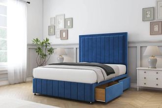 Sloomy Pemberton Plush Divan Set 2 Drawers-54 Headboard-Footboard in Blue | Size: Small Double