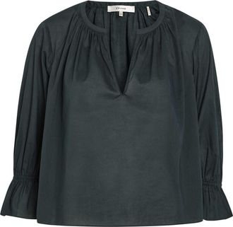 Frame Denim The Poet Gathered Cotton Blouse - Navy - S (UK8-10 / S)