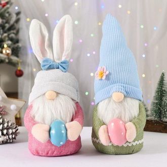 OEM Gnomo Conejito De Pascua Con Huevos De Pascua - Set De 2, Mu&ntilde;eco De Peluche Sin Rostro Hecho A Mano