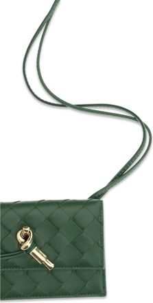 Bottega Veneta Womens Badge Holder Andiamo Basil-Muse Brass Lamb Leather Shoulder Bags