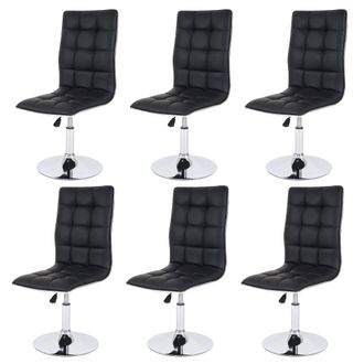 Hhg Hhg - Nunca Usado] Lote De 6 Sillas De Comedor 834, Silla Silla De Cocina, Altura Regulable Giratoria, Imitaci&oacute;n De Cuero Certificado Mvg, Negro