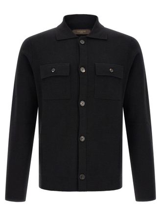 Zanone Black Button-Up Cardigan
