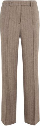 Seventy Taupe Herringbone Wool Blend Pants With Tailored Finish