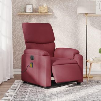 vidaXL Vidaxl - Sill&oacute;n De Masaje Reclinable El&eacute;ctrico Tela Rojo Tinto